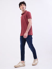 Men Jeans Slim Fit Dark Blue Mid Rise