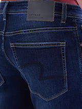 Men Jeans Slim Fit Dark Blue Mid Rise