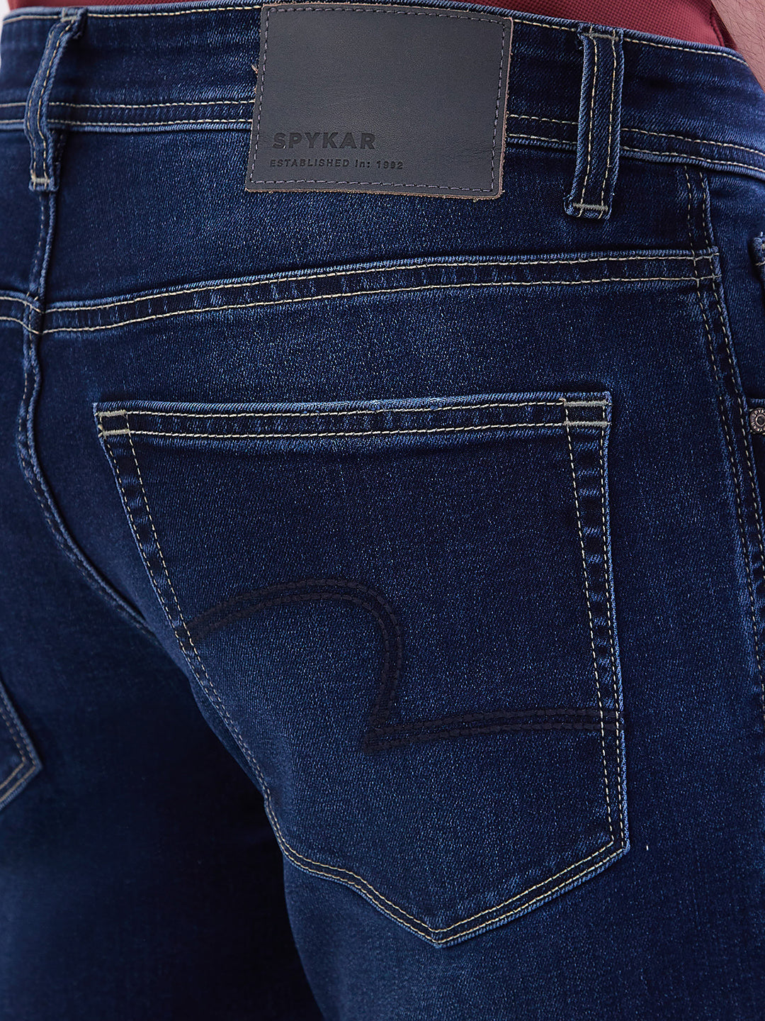 Men Jeans Slim Fit Dark Blue Mid Rise
