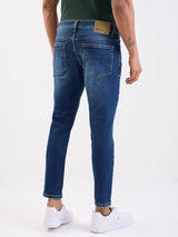 Men Jeans Slim Fit Dark Blue Mid Rise