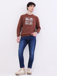 Men Jeans Slim Fit Dark Blue Mid Rise