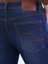 Men Jeans Slim Fit Dark Blue Mid Rise