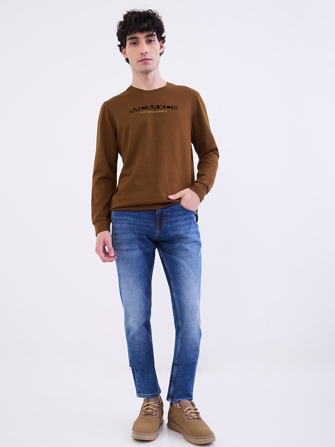 Spykar Mid Blue Mid Rise Slim Fit Casual Jeans For Men