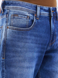 Men Jeans Slim Fit Blue Mid Rise