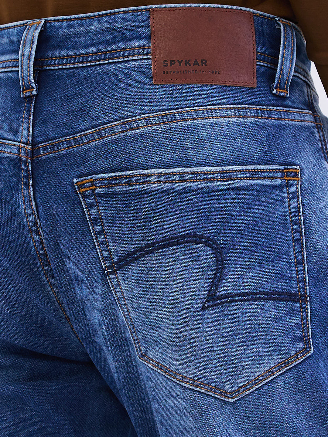 Spykar Mid Blue Mid Rise Slim Fit Casual Jeans For Men