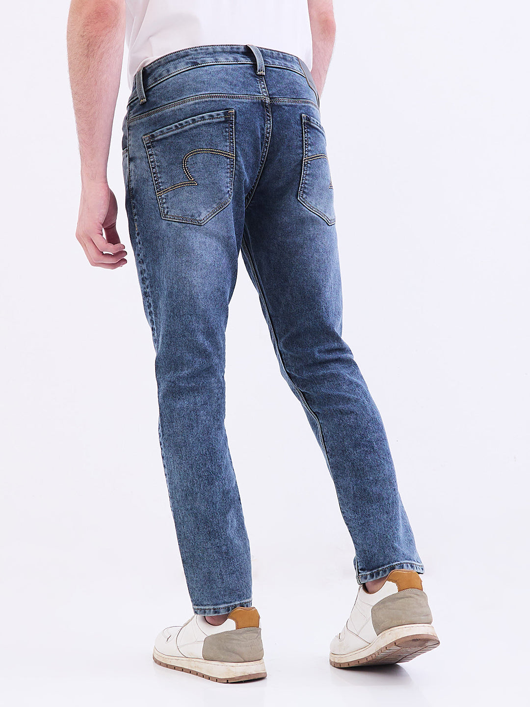 Men Jeans Slim Fit Grey Mid Rise