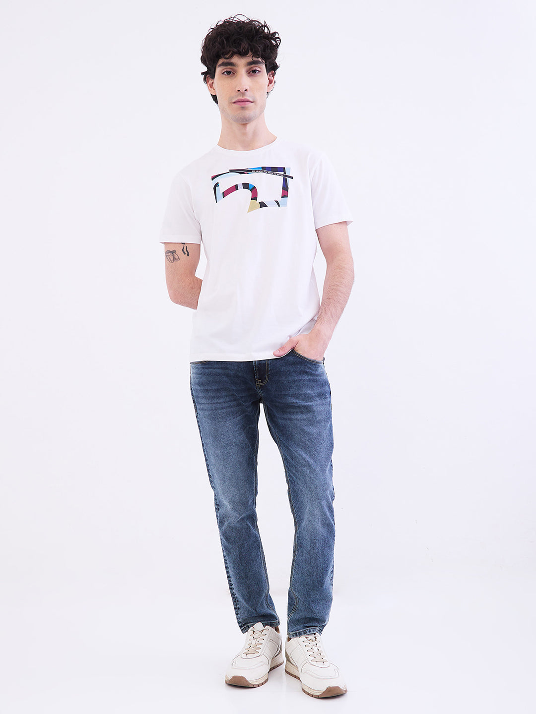 Men Jeans Slim Fit Grey Mid Rise