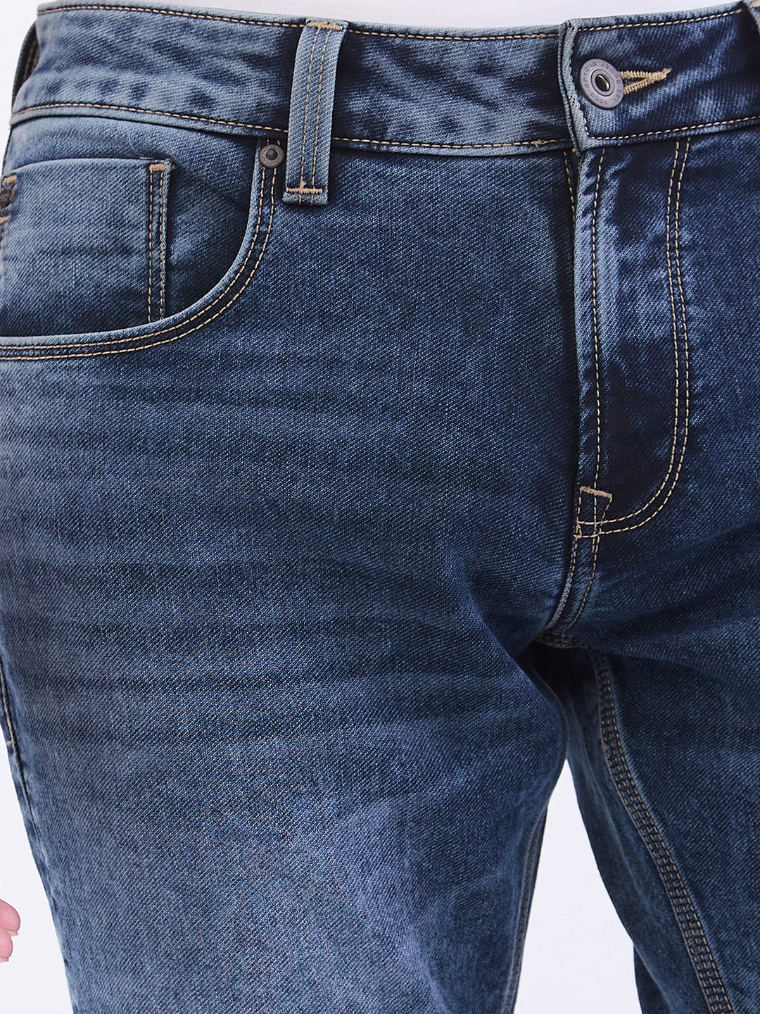 Men Jeans Slim Fit Grey Mid Rise