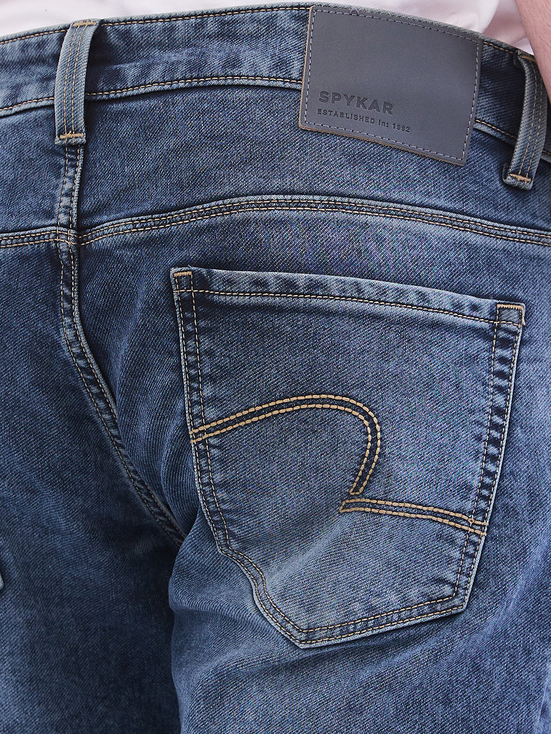 Spykar Bluish Grey Mid Rise Slim Fit Casual Jeans For Men