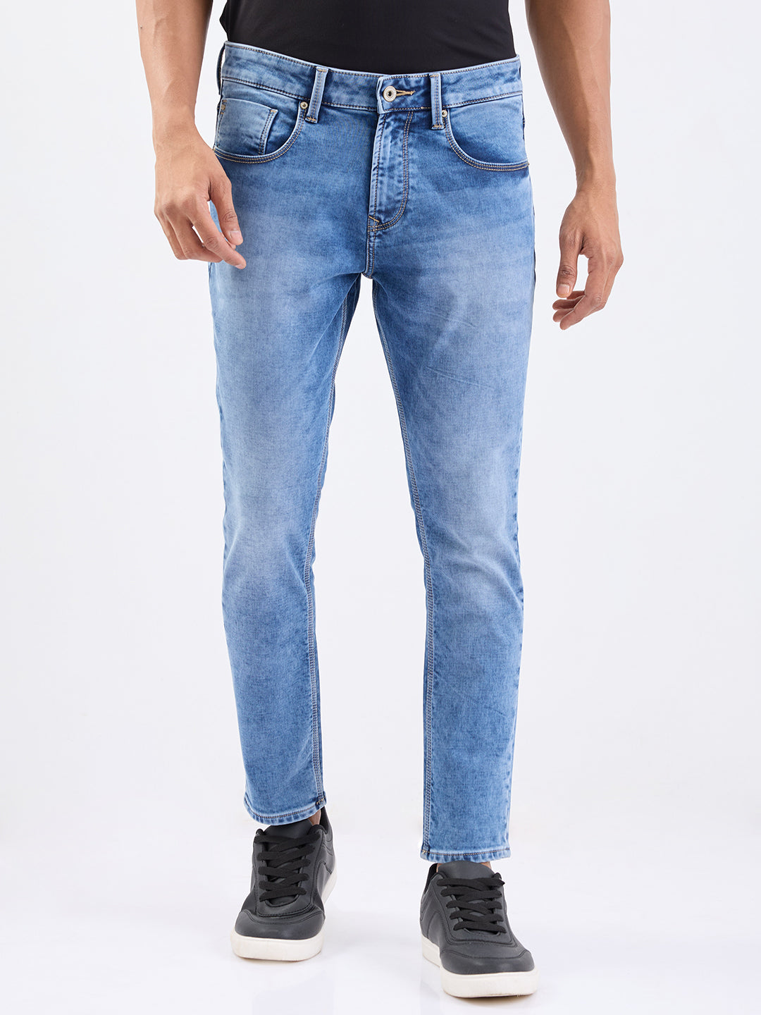 Men Jeans Slim Fit Light Blue Mid Rise