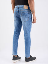 Men Jeans Slim Fit Light Blue Mid Rise