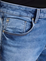 Men Jeans Slim Fit Light Blue Mid Rise