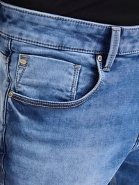 Men Jeans Slim Fit Light Blue Mid Rise
