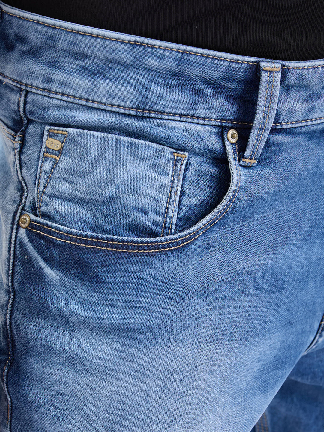 Men Jeans Slim Fit Light Blue Mid Rise