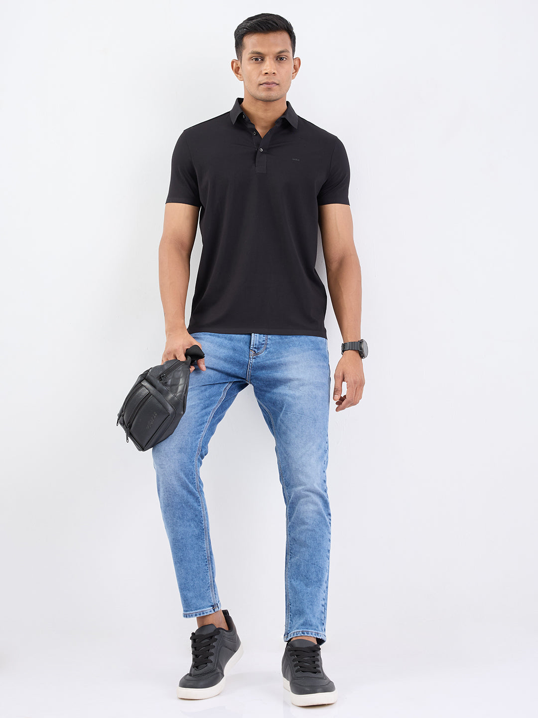 Men Jeans Slim Fit Light Blue Mid Rise