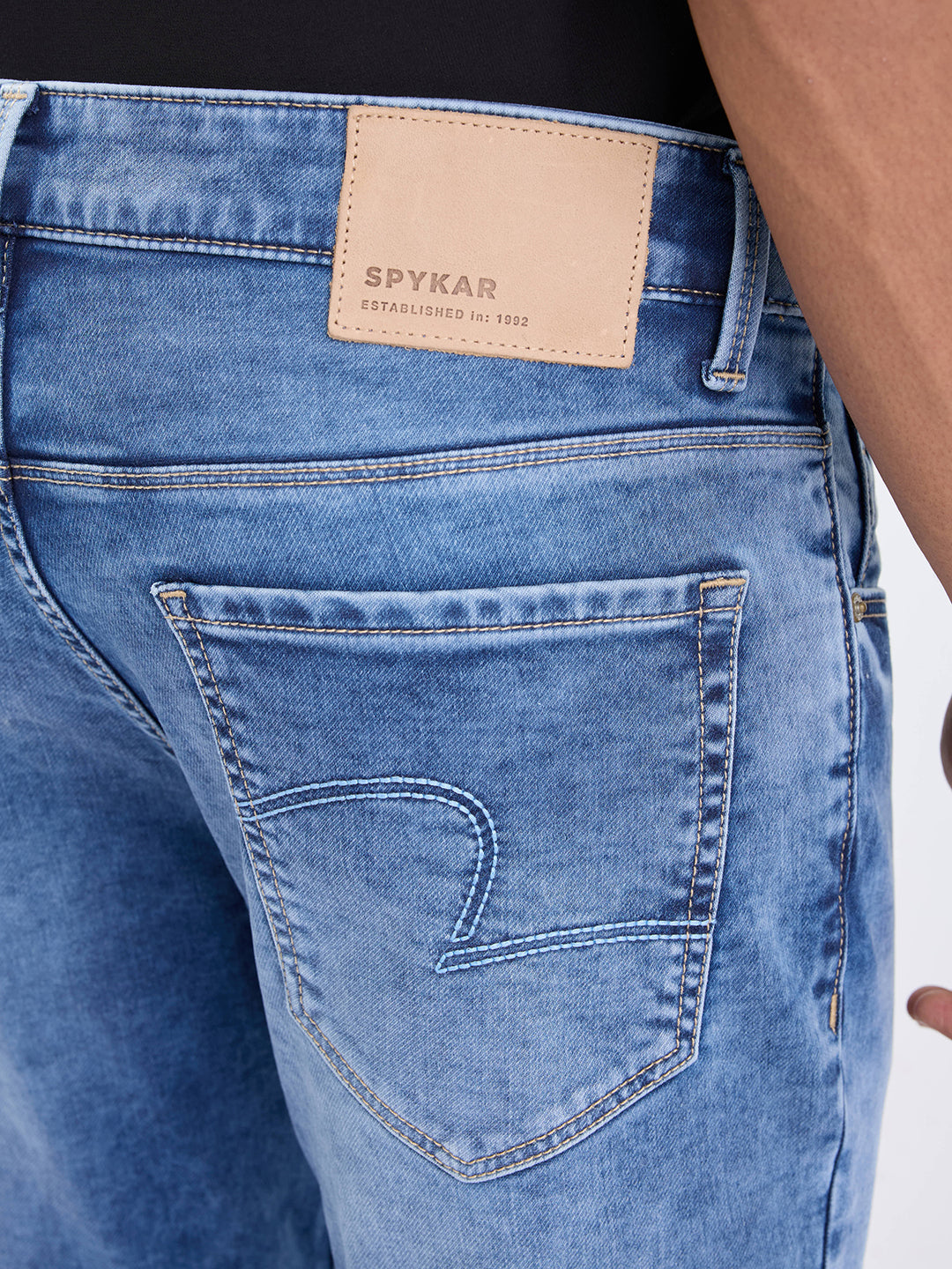 Men Jeans Slim Fit Light Blue Mid Rise
