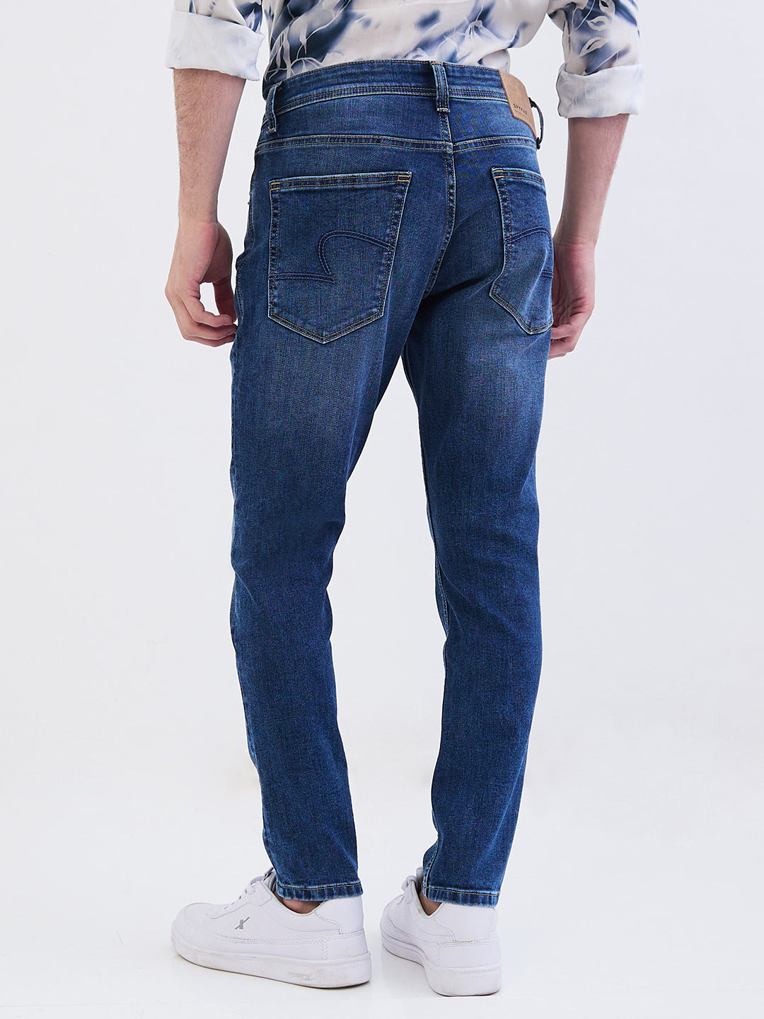 Spykar Mid Blue Mid Rise Slim Fit Casual Jeans For Men