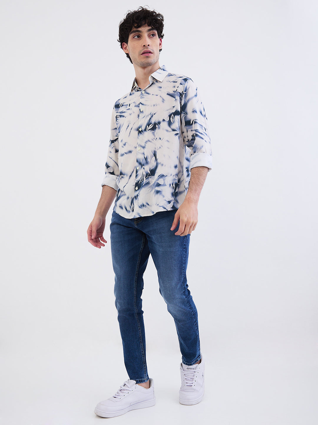 Spykar Mid Blue Mid Rise Slim Fit Casual Jeans For Men