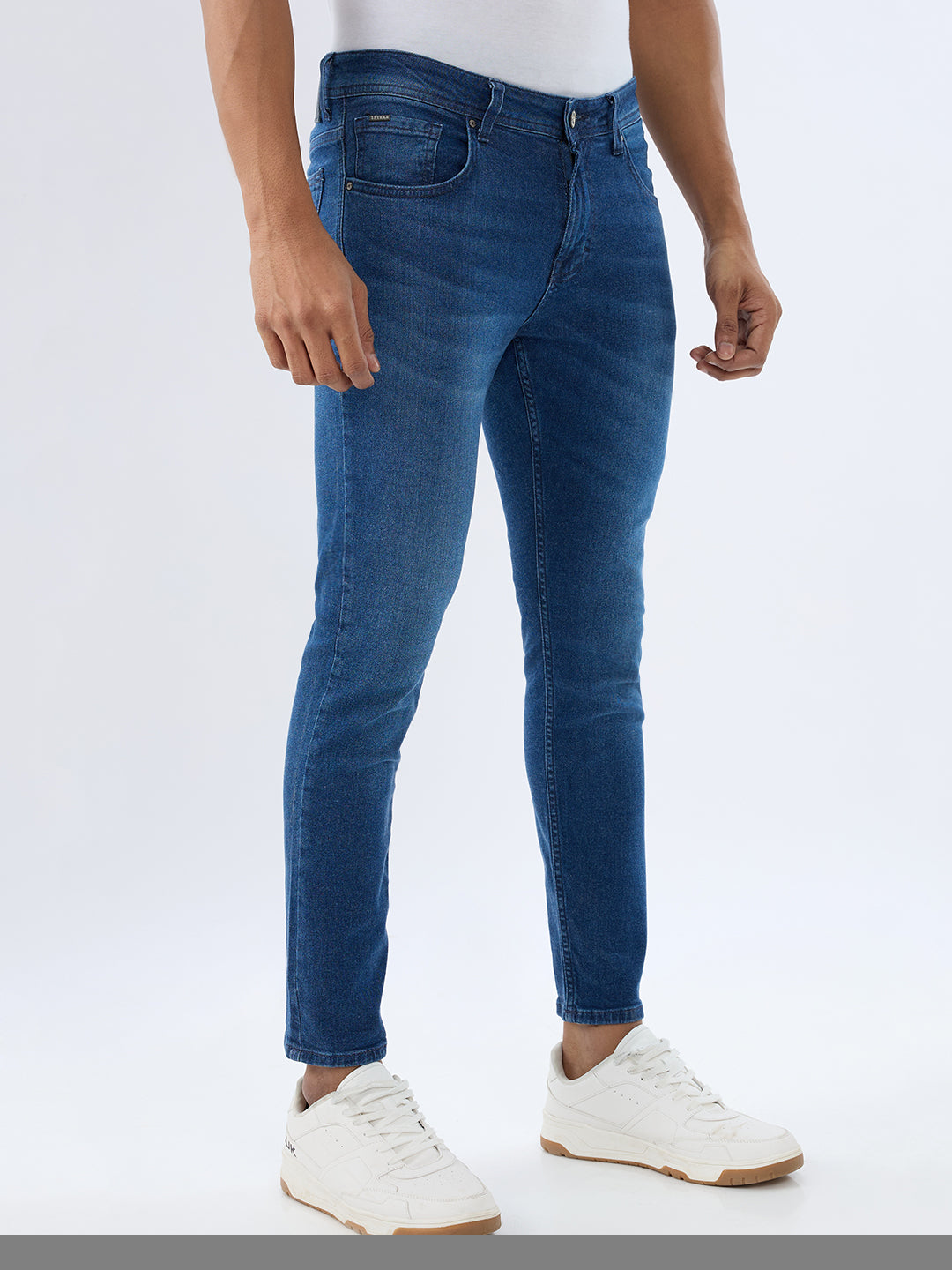 Spykar Mid Blue Slim Fit Mid Rise Jeans For Men