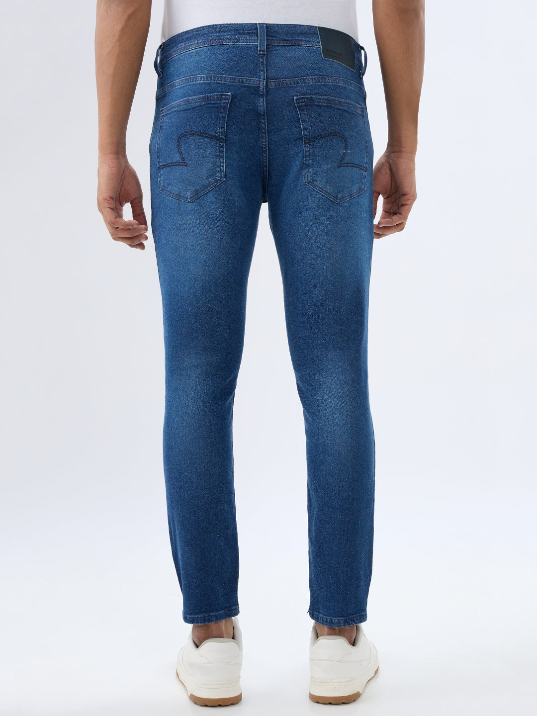 Spykar Mid Blue Slim Fit Mid Rise Jeans For Men