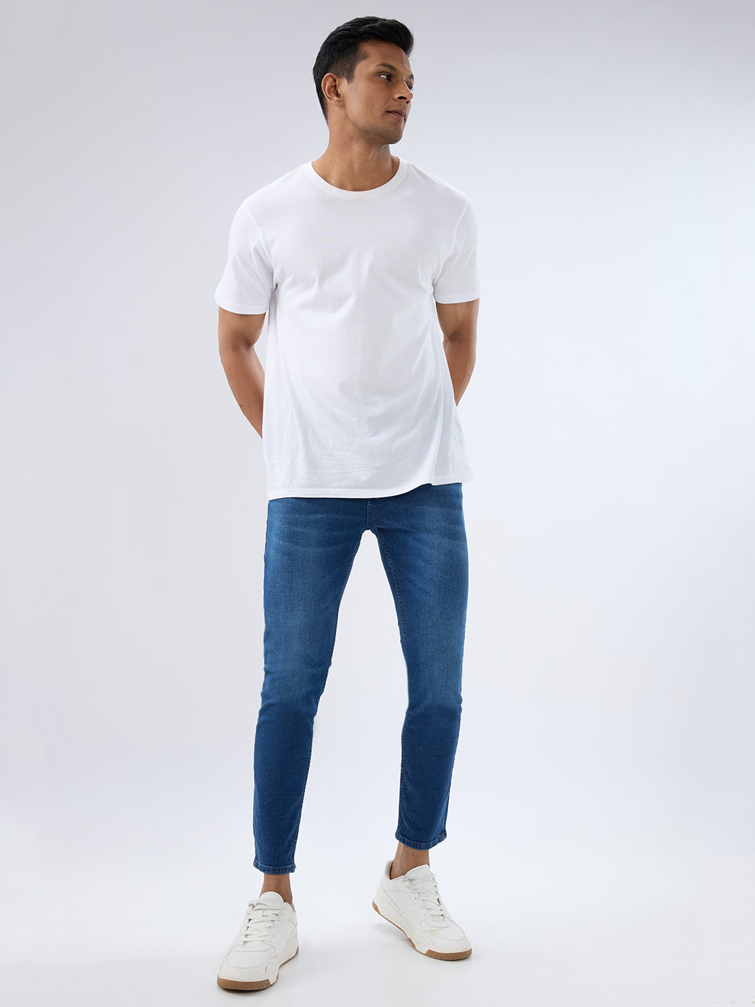 Men Kano Jeans Slim Fit Blue Mid Rise