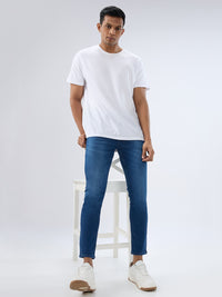 Men Kano Jeans Slim Fit Blue Mid Rise