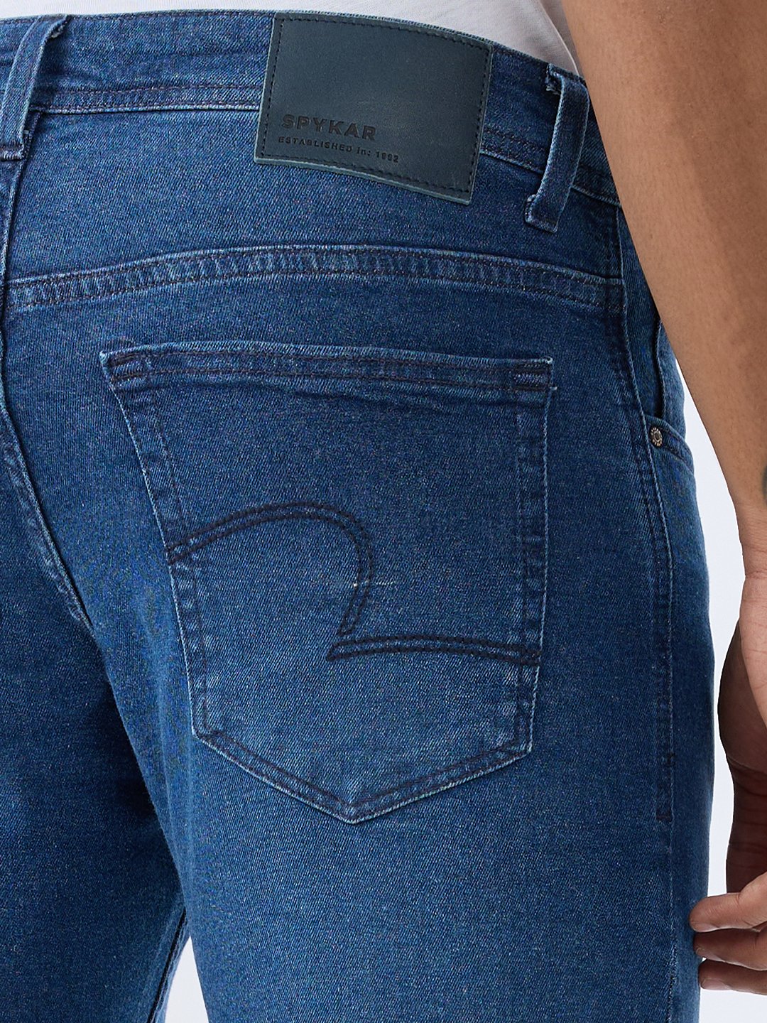 Spykar Mid Blue Slim Fit Mid Rise Jeans For Men