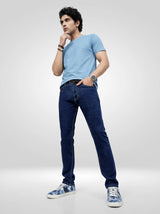 Men Kano Jeans Slim Fit Blue Mid Rise