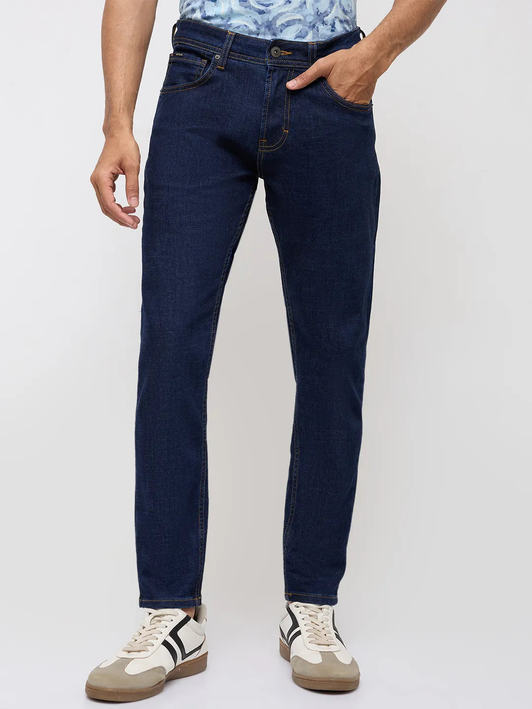 Men Kano Jeans Slim Fit Blue Mid Rise