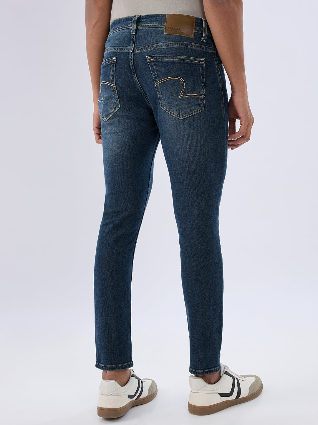 Spykar Vintage Blue Slim Fit Mid Rise Jeans For Men