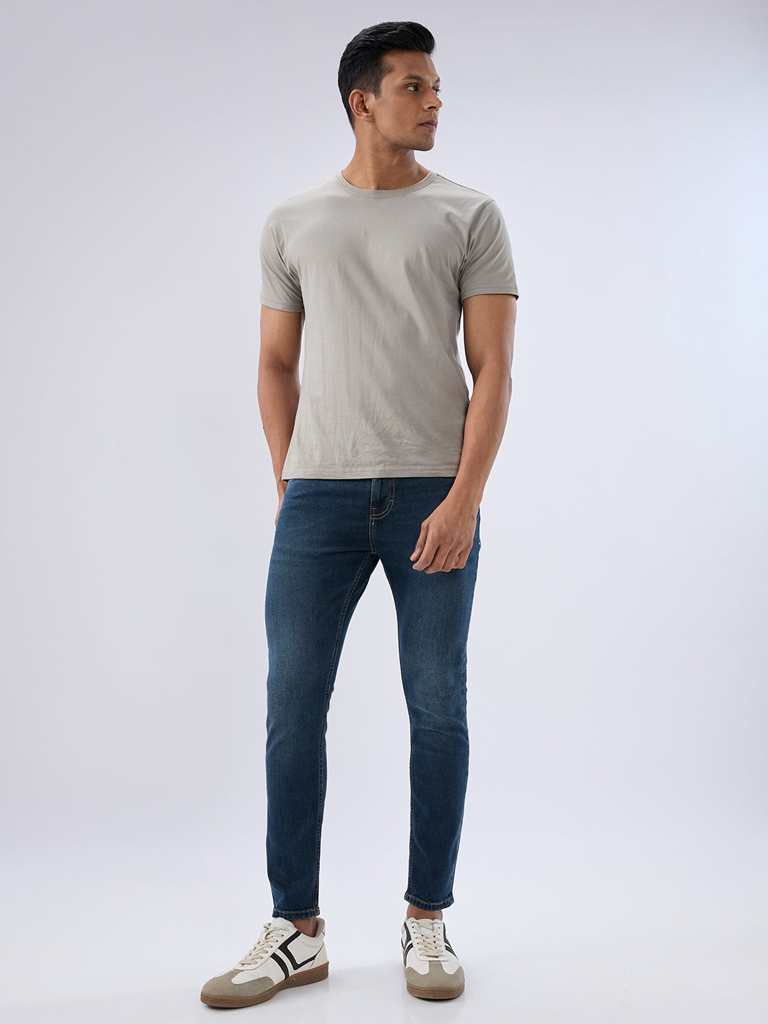 Spykar Vintage Blue Slim Fit Mid Rise Jeans For Men