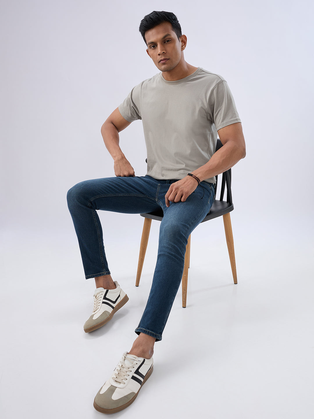 Spykar Vintage Blue Slim Fit Mid Rise Jeans For Men