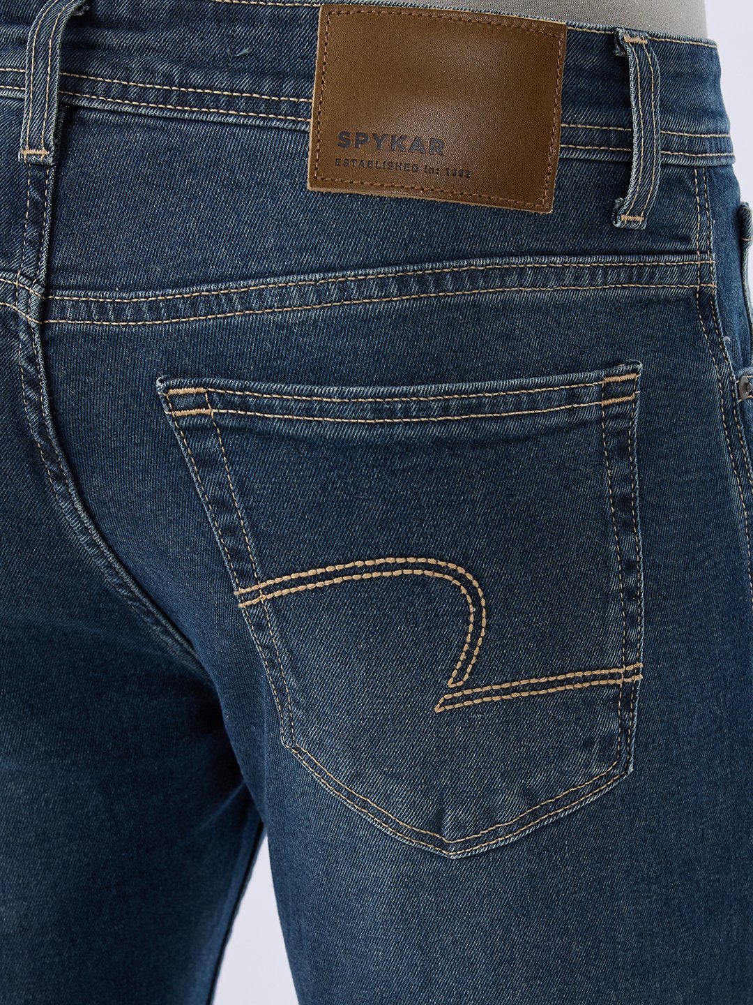 Spykar Vintage Blue Slim Fit Mid Rise Jeans For Men