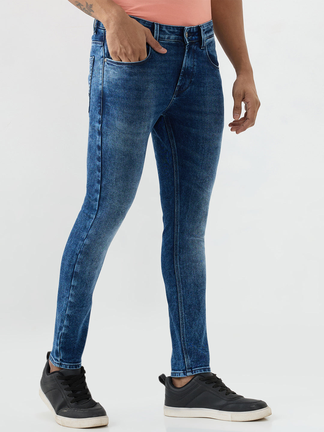 Men Kano Jeans Slim Fit Blue Mid Rise