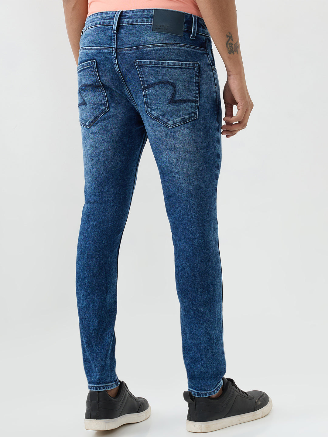 Men Kano Jeans Slim Fit Blue Mid Rise