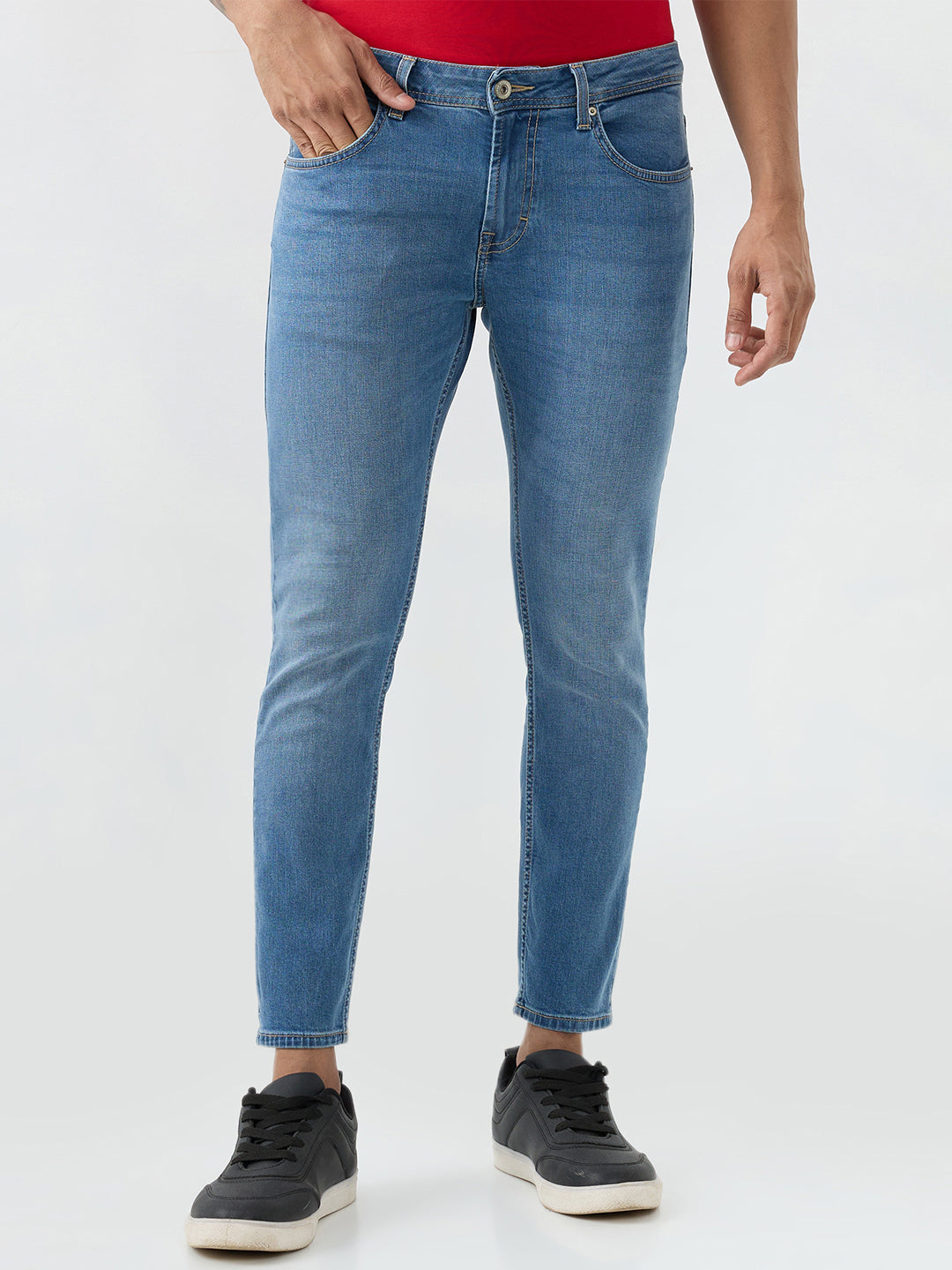 Spykar Mid Blue Slim Fit Mid Rise Jeans For Men