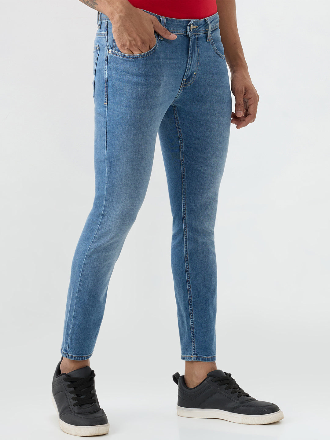 Spykar Mid Blue Slim Fit Mid Rise Jeans For Men