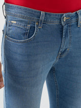 Men Kano Jeans Slim Fit Blue Mid Rise