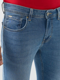Men Kano Jeans Slim Fit Blue Mid Rise