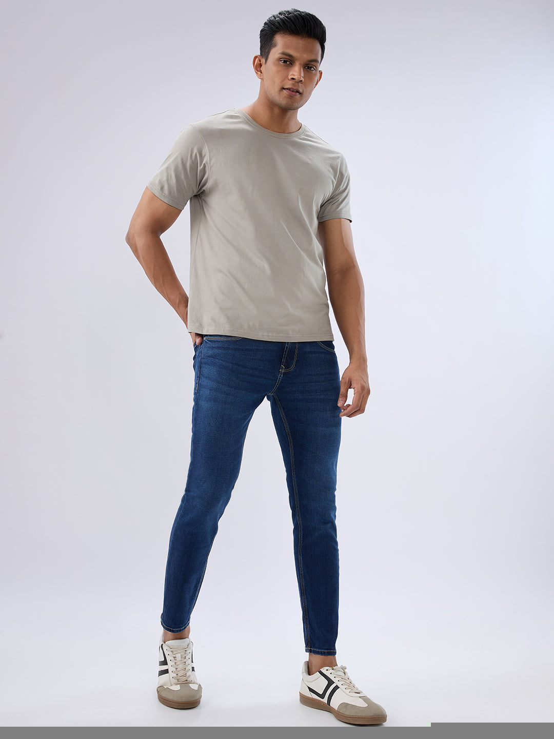 Spykar Dark Blue Slim Fit Mid Rise Jeans For Men