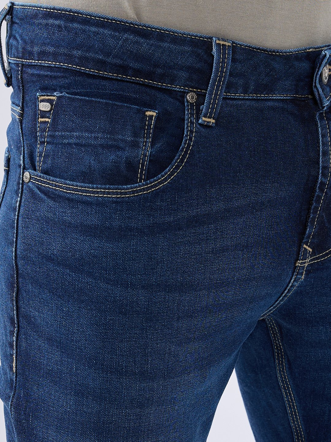 Spykar Dark Blue Slim Fit Mid Rise Jeans For Men