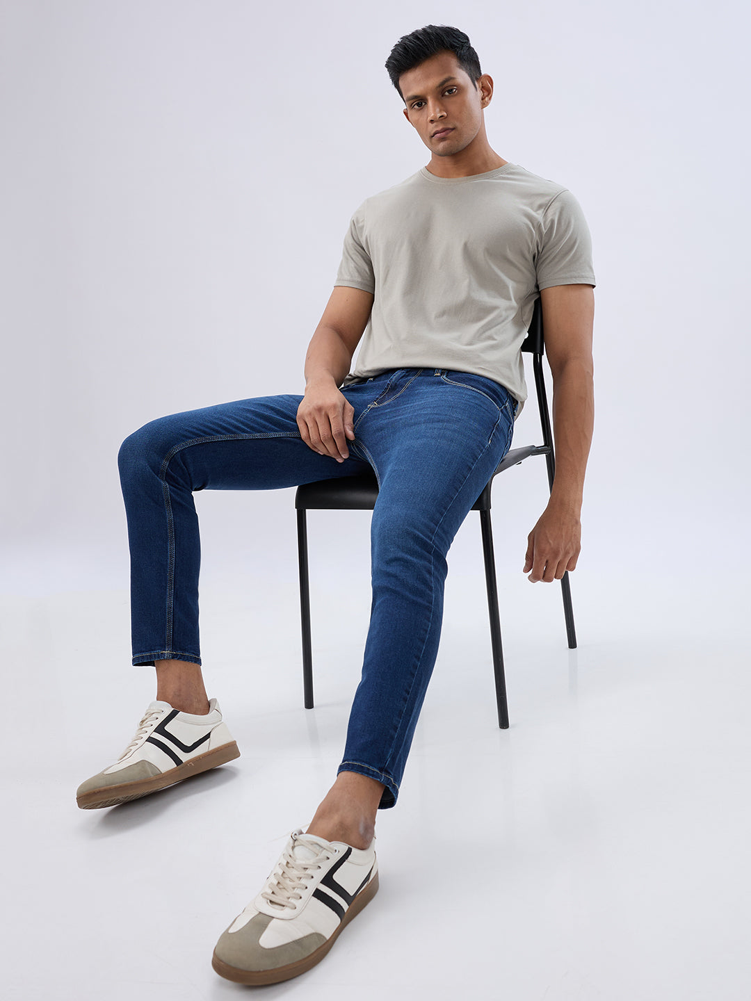 Spykar Dark Blue Slim Fit Mid Rise Jeans For Men