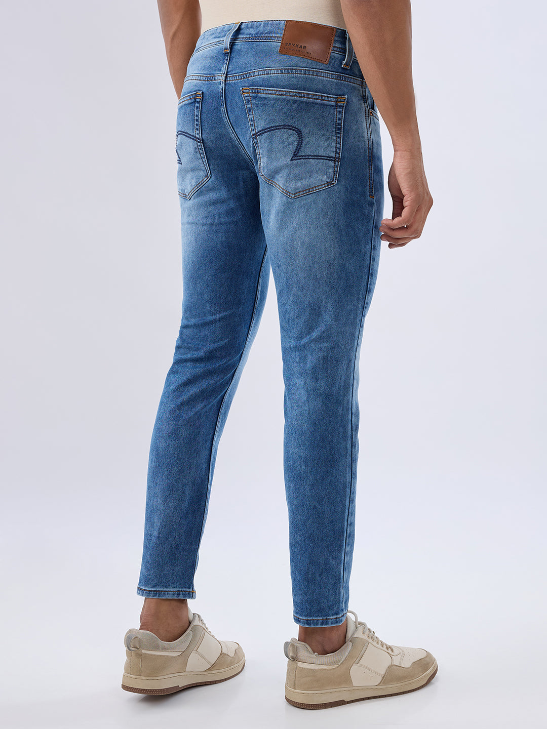 Spykar Mid Blue Slim Fit Mid Rise Jeans For Men