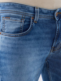 Men Kano Jeans Slim Fit Blue Mid Rise