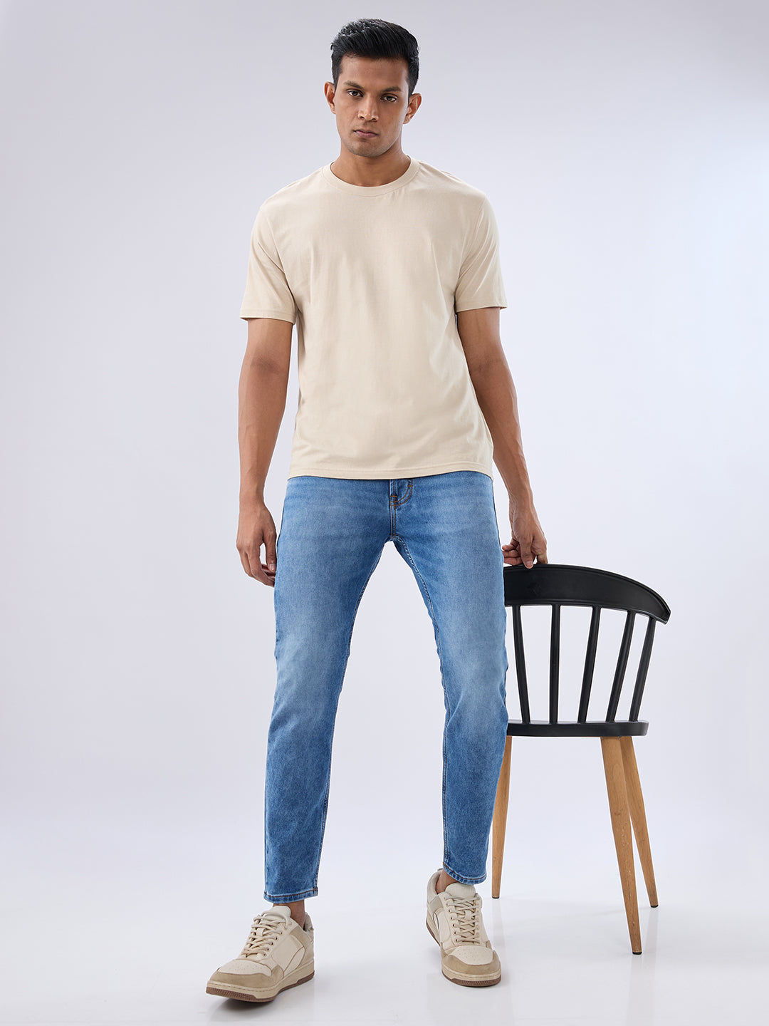 Spykar Mid Blue Slim Fit Mid Rise Jeans For Men