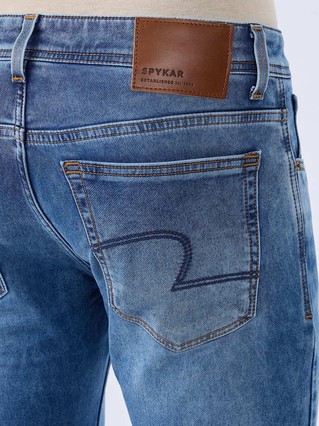 Spykar Mid Blue Slim Fit Mid Rise Jeans For Men