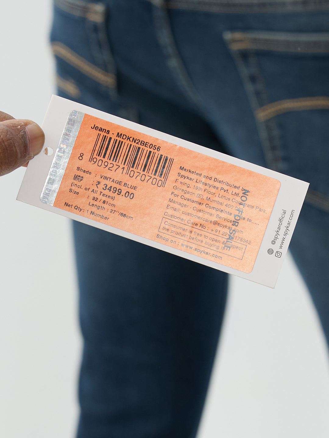 Spykar Vintage Blue Slim Fit Mid Rise Jeans For Men