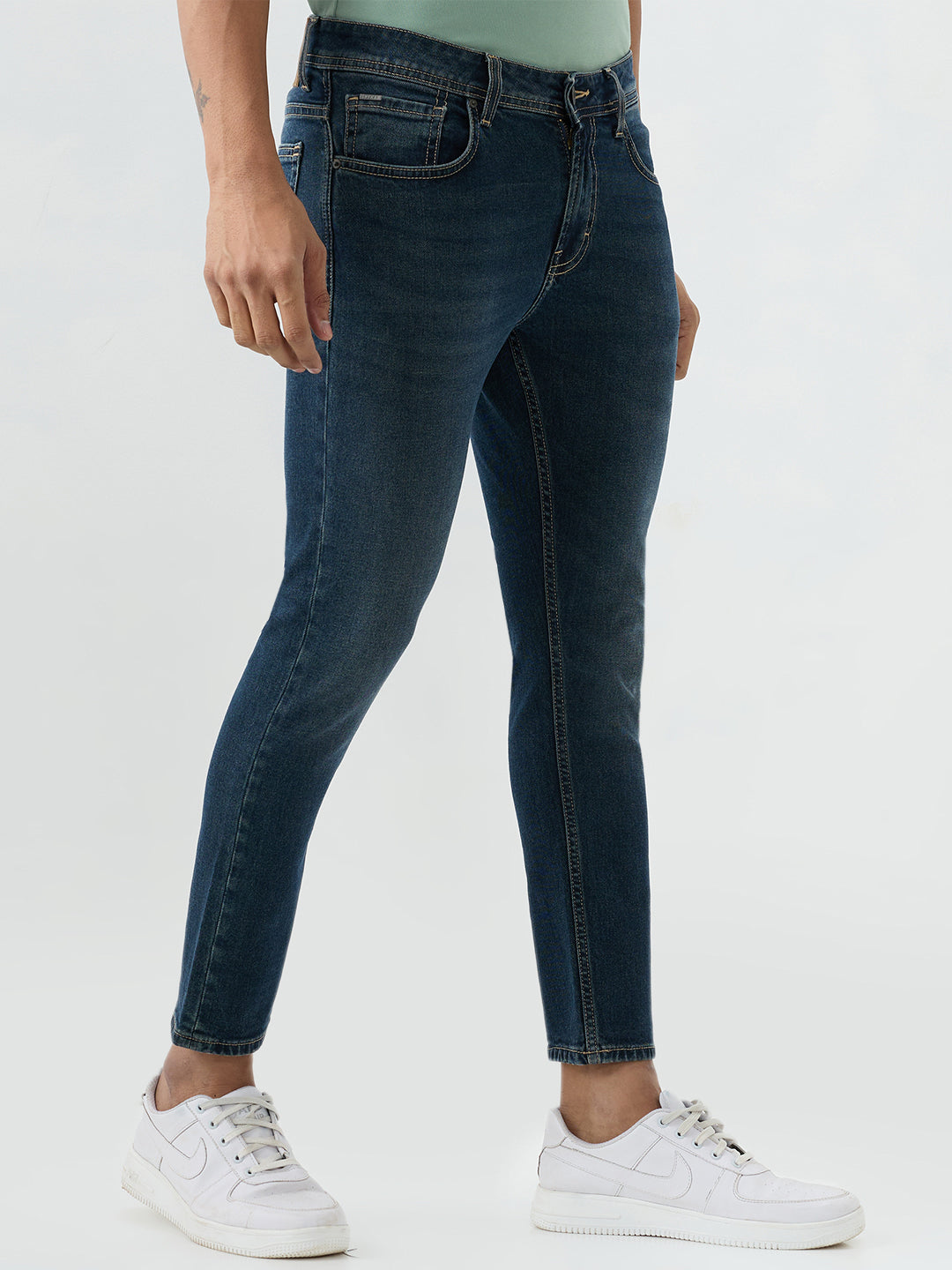 Men Kano Jeans Slim Fit Vintage Blue Mid Rise