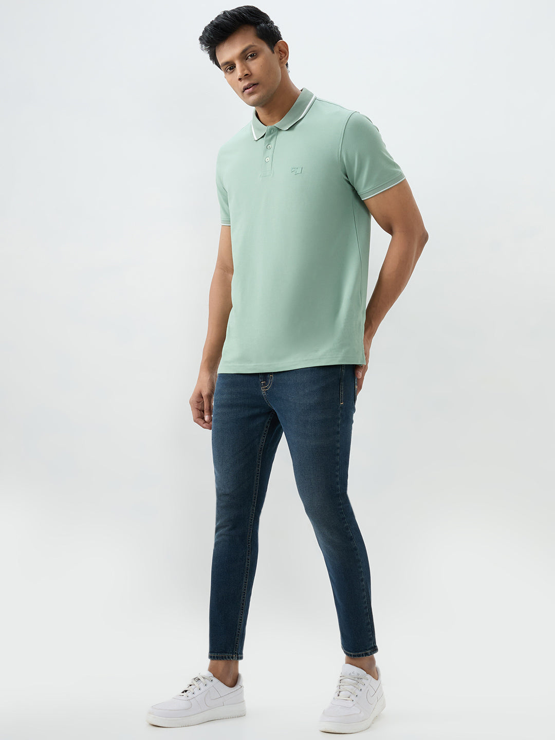 Men Kano Jeans Slim Fit Vintage Blue Mid Rise