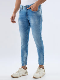 Men Kano Jeans Slim Fit Blue Mid Rise